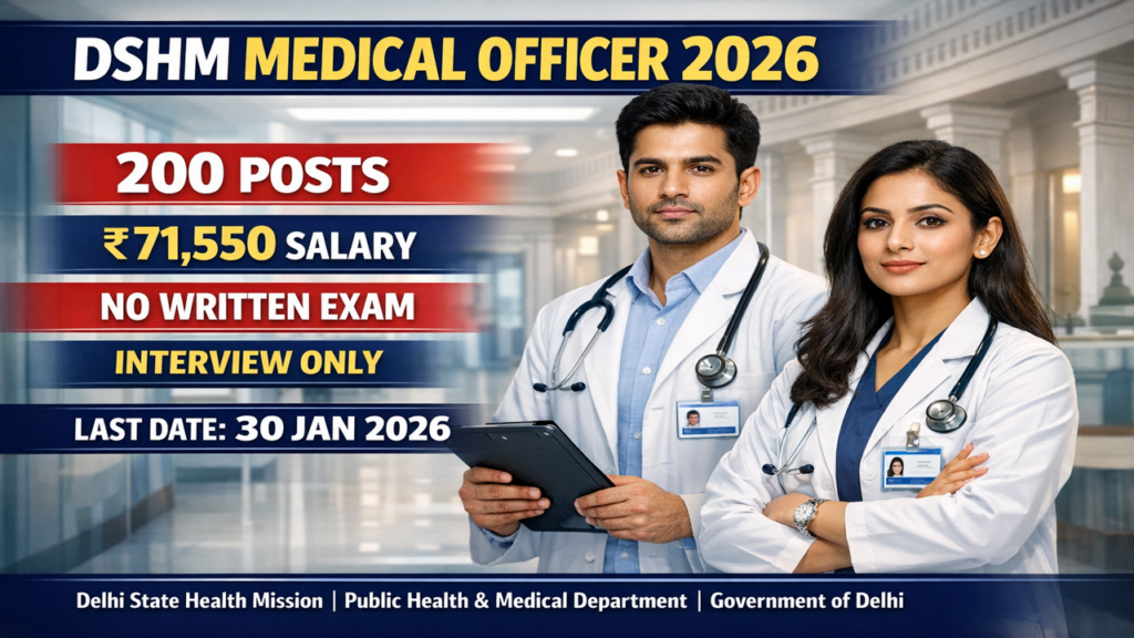 DSHM Medical Officer Recruitment 2026