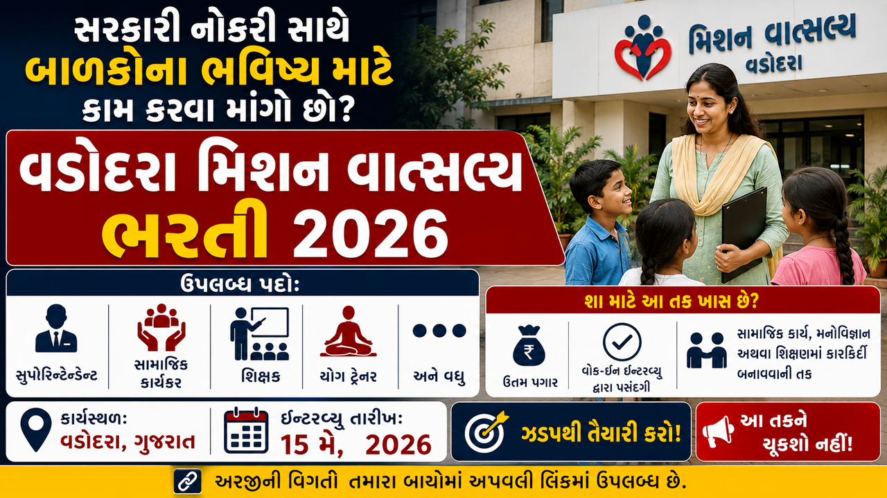 Mission Vatsalya Vadodara Recruitment 2026