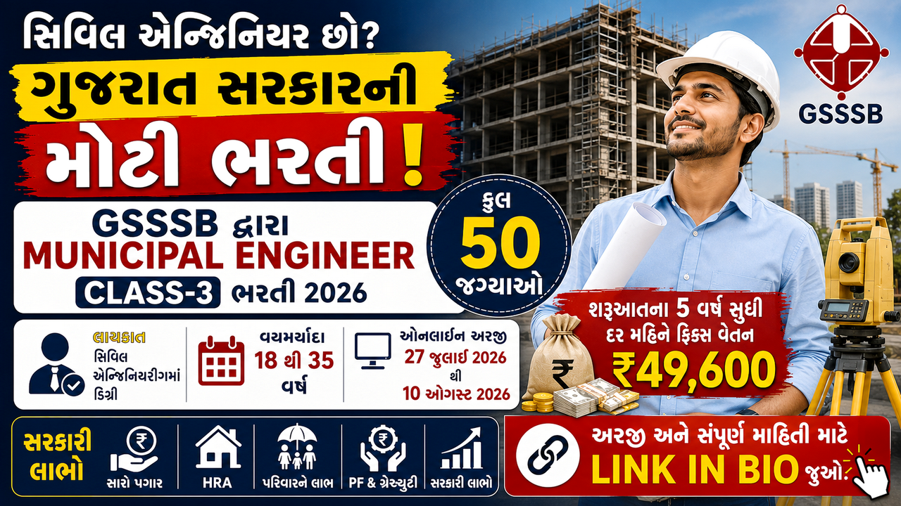 GSSSB Municipal Engineer Recruitment 2026