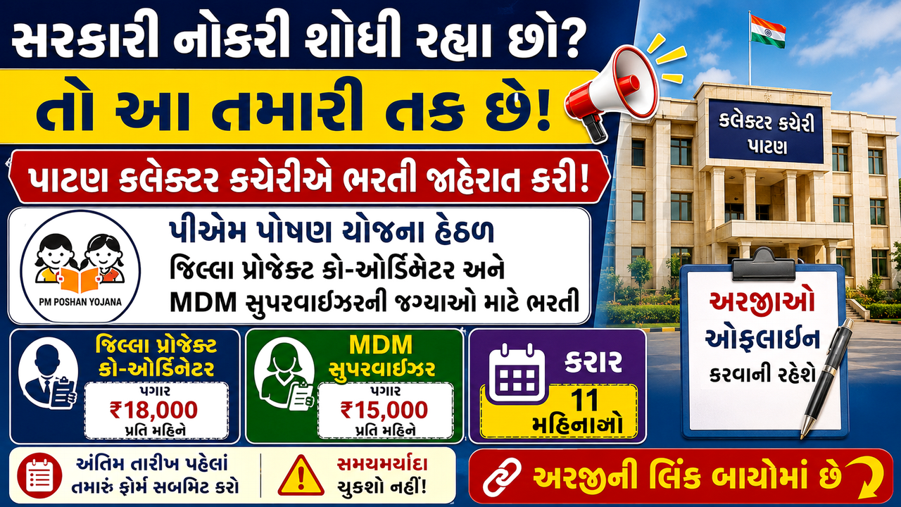 Patan Collector Office PM Poshan Yojana Recruitment 2026