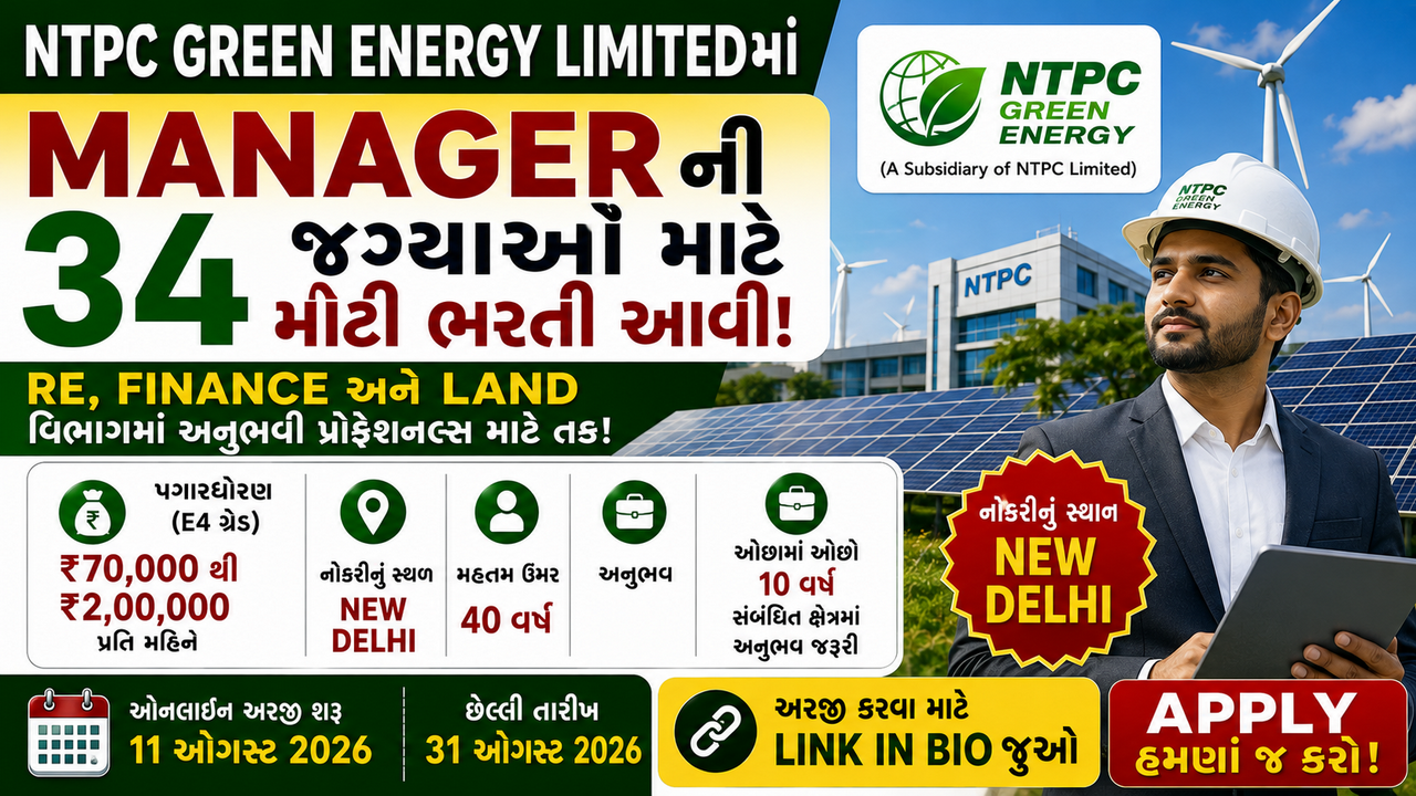 NTPC Green Energy Limited Manager Recruitment 2026