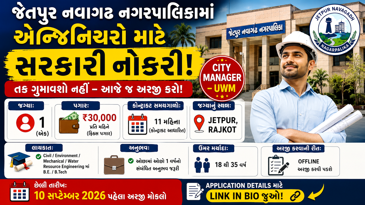 Jetpur Navagadh Nagarpalika Recruitment 2026